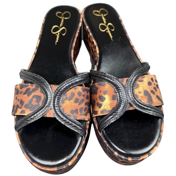 Jessica Simpson Size 11 Leopard Platform Sandals Shoes Heels Brown and Black New - Picture 3 of 10
